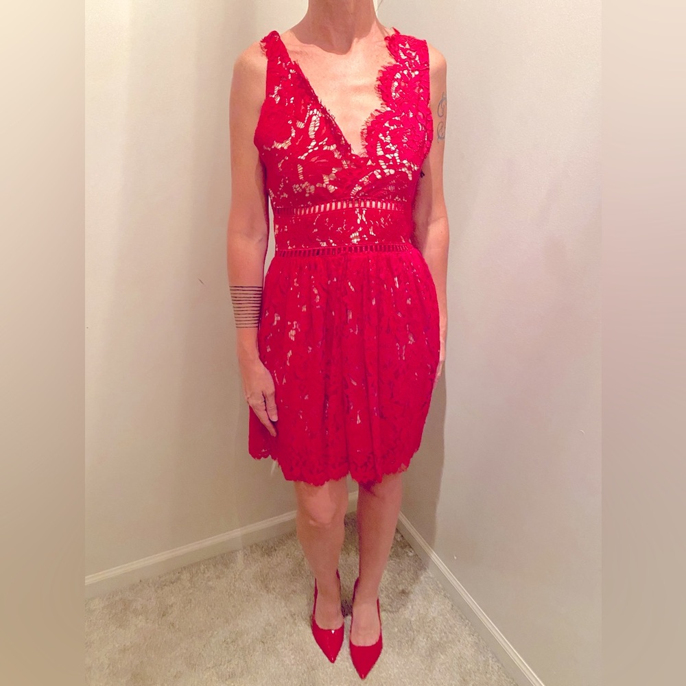 Red Lace cocktail dress